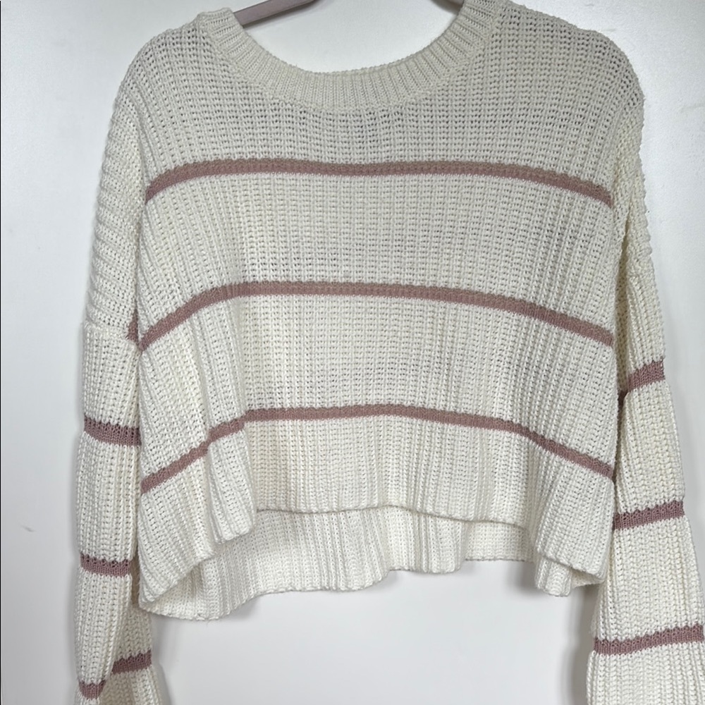 Cozy Cream and Pink Striped Sweater